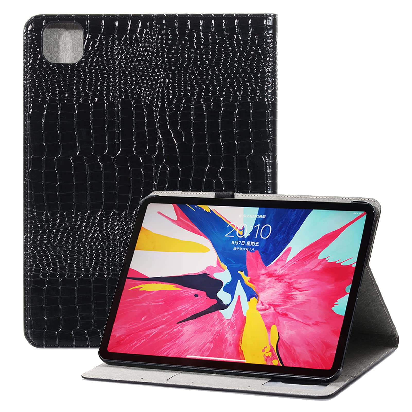 Premium Crocodile Pattern PU Leather iPad Air 4 Wallet Case with Card Slots & Hard Back Shell - Folio Stand Cover for 2018/2020/2021 iPad Pro 11