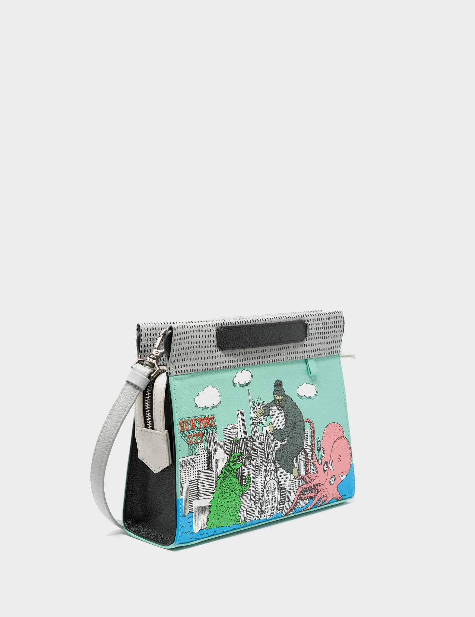 Vali Small Crossbody Bag - Oceanic Green & Black Genuine Leather with Hairy Harold Print | Stylish & Durable for Everyday Use, Travel & Casual Outings