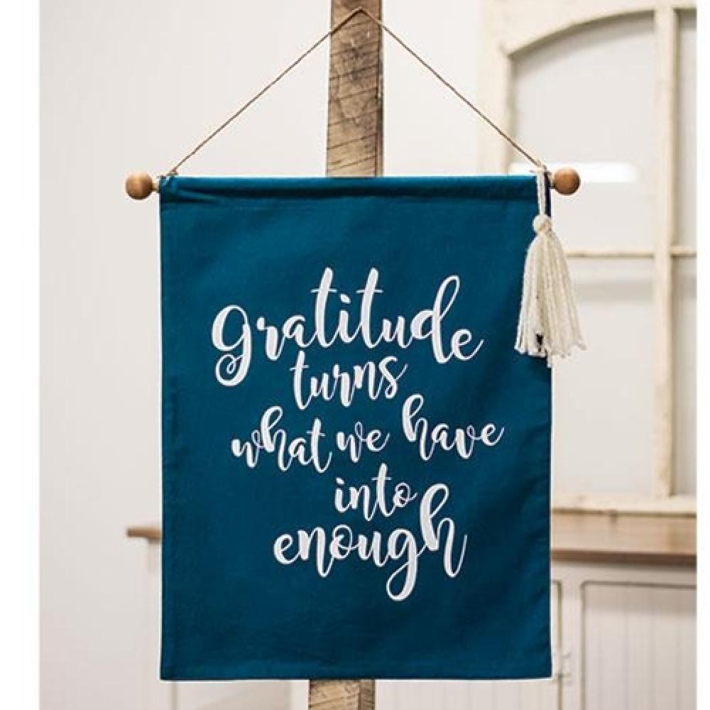 Gratitude Fabric Wall Hanging - Inspirational Home Decor for Living Room, Bedroom & Office - Perfect for Meditation Spaces and Gift Giving