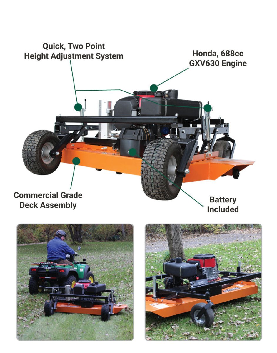 Brave Finish 60-Inch Cut Pull Behind Mower with GXV630 Honda Engine - Perfect for Large Yard Maintenance & Commercial Landscaping