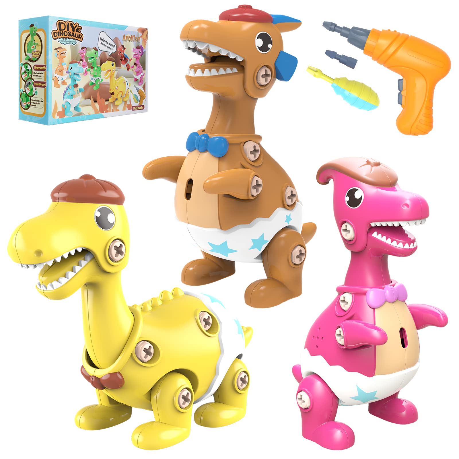 STEM Educational Dinosaur Building Toys for Kids Ages 3-8 - DIY Take Apart Construction Set with Electric Drill, Detachable Dinosaur Figures - Perfect Birthday Gift for Boys & Girls | Fun Learning Activity & Creative Playtime