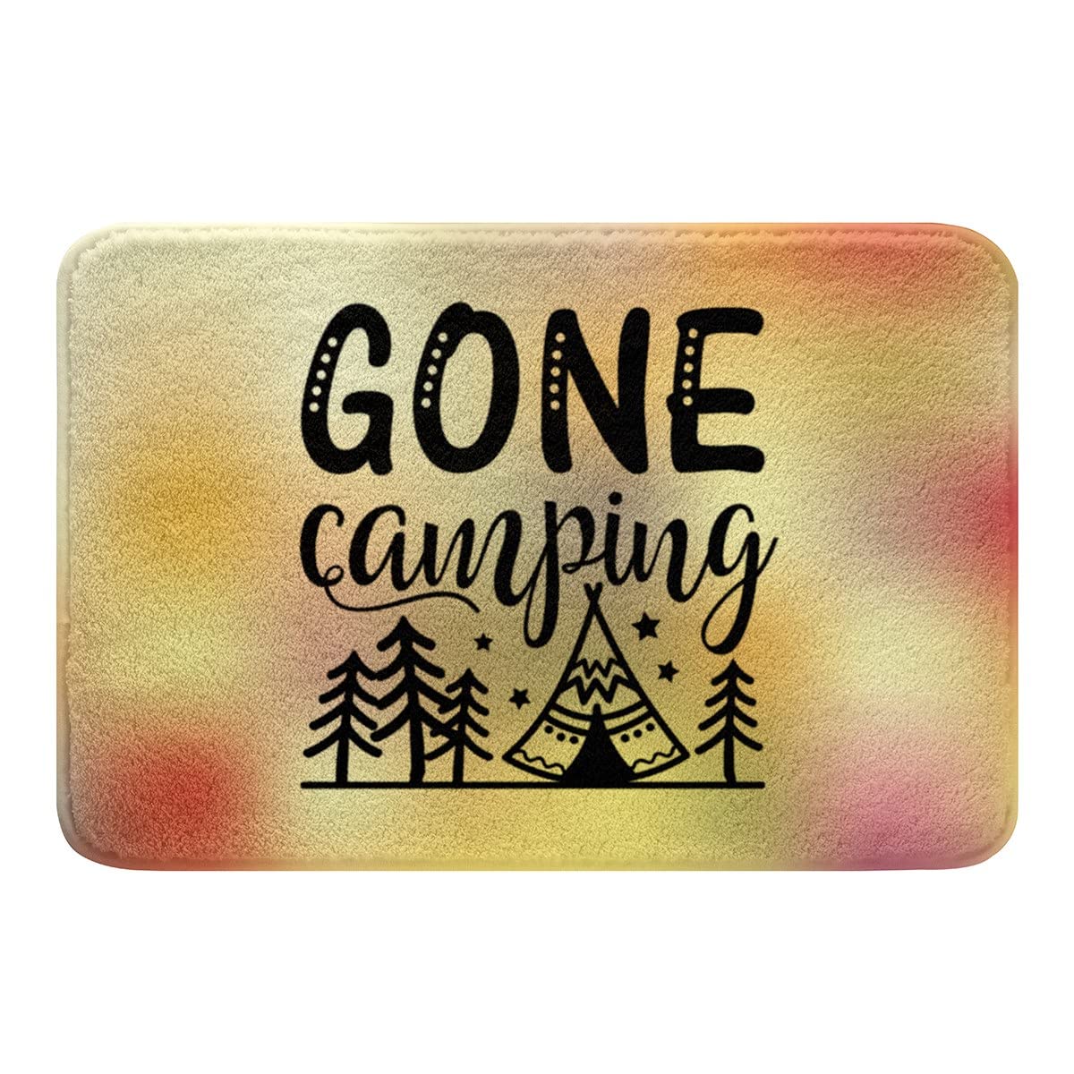 Happy Camping Bathroom Rugs - Non-Slip Water Absorbent Kids Camper Bath Mats for Rustic Travel & Farmhouse Decor, 16