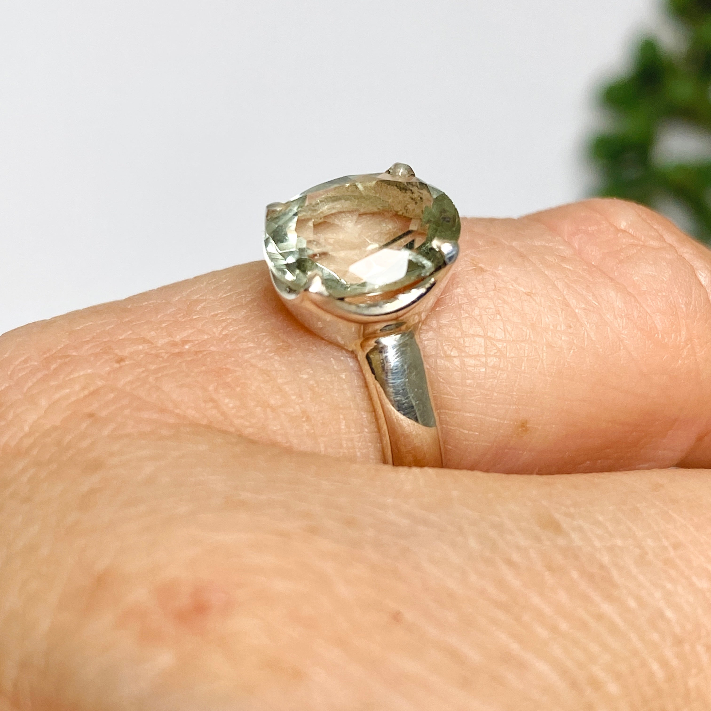 Prasiolite (Green Amethyst) Oval Faceted Ring - Size 4.5 - PRGJ626 - Elegant Jewelry for Women, Perfect for Weddings, Anniversaries & Special Occasions