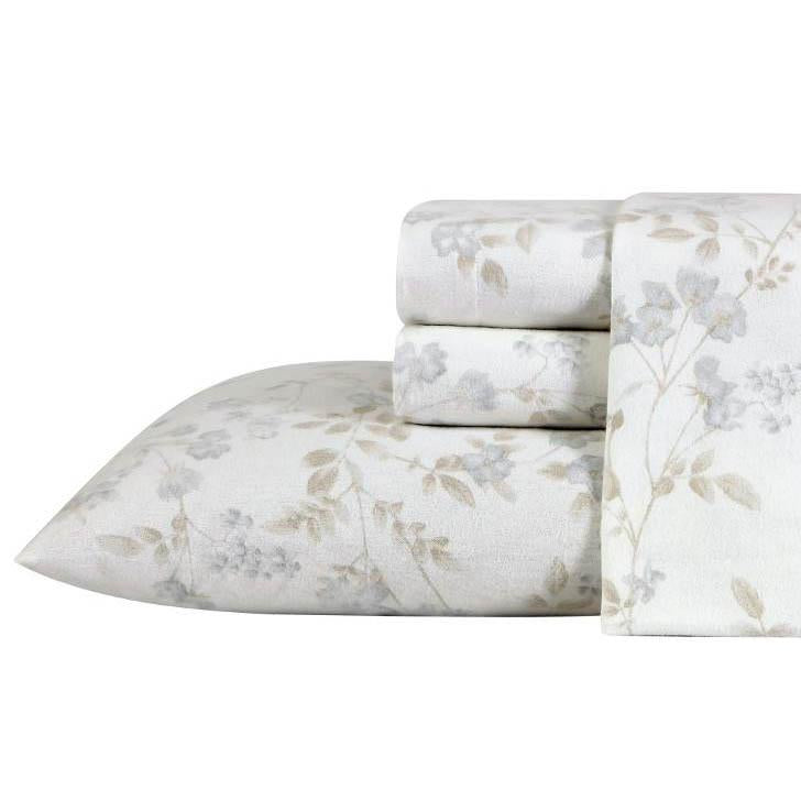 Laura Ashley Flannel Sheet Set - Soft & Cozy Queen Size Bed Sheets, 4-Piece Set - Perfect for Winter Warmth & Comfort in Bedroom Decor