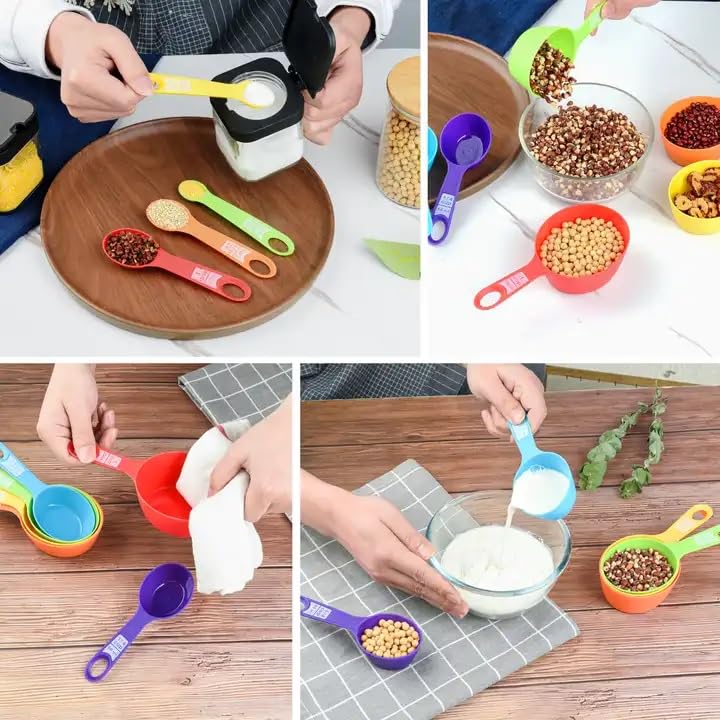 MobFest® 12-Piece Measuring Cup & Spoon Set - Food Grade Plastic, Dishwasher Safe - Essential Kitchen Tool for Cooking, Baking & Meal Prep - Perfect for Home Chefs & Bakers