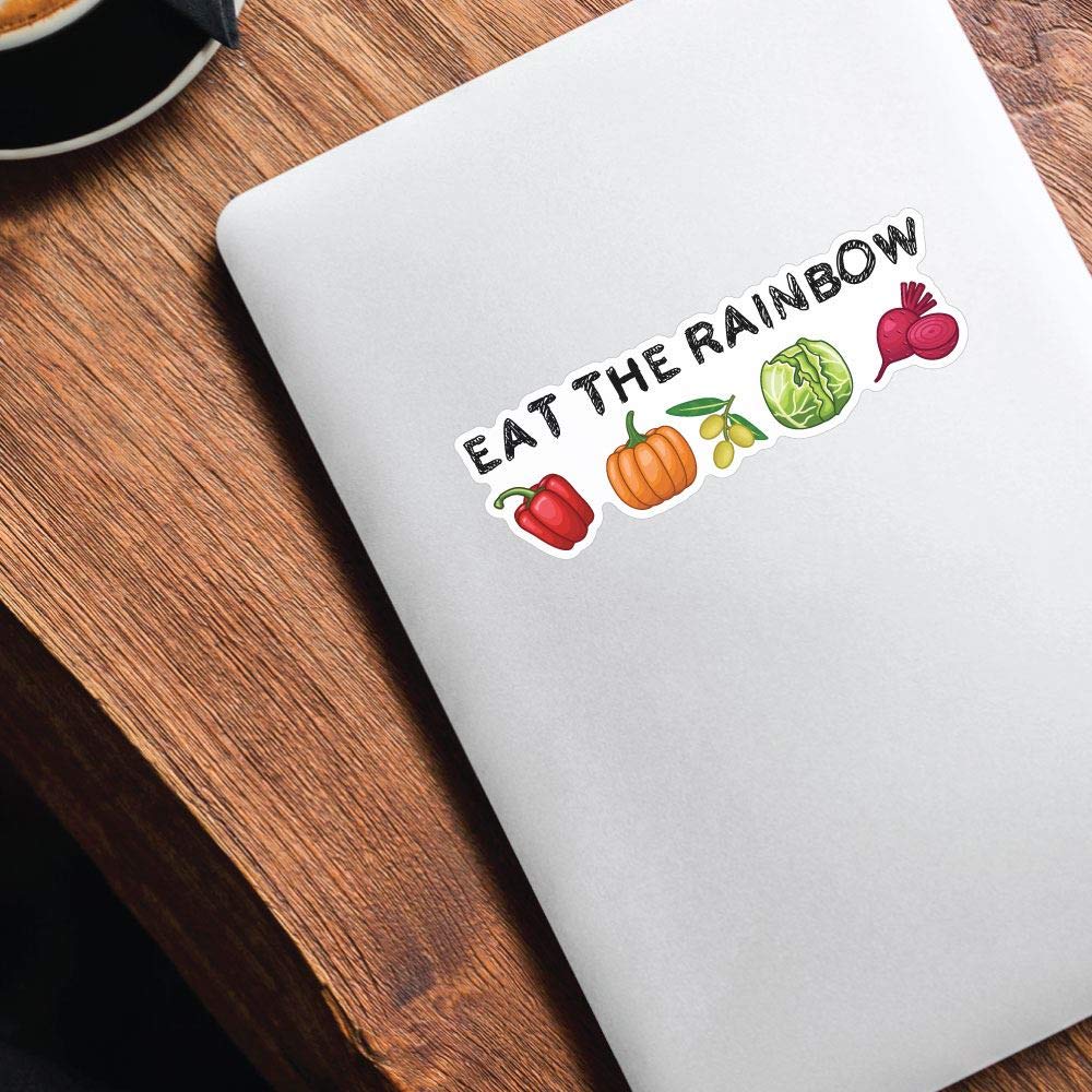 Vegan Plant-Based Food Stickers - Colorful Eat The Rainbow Decals for Laptop, Water Bottle & Notebook | Eco-Friendly Vegetarian Lifestyle Accessories