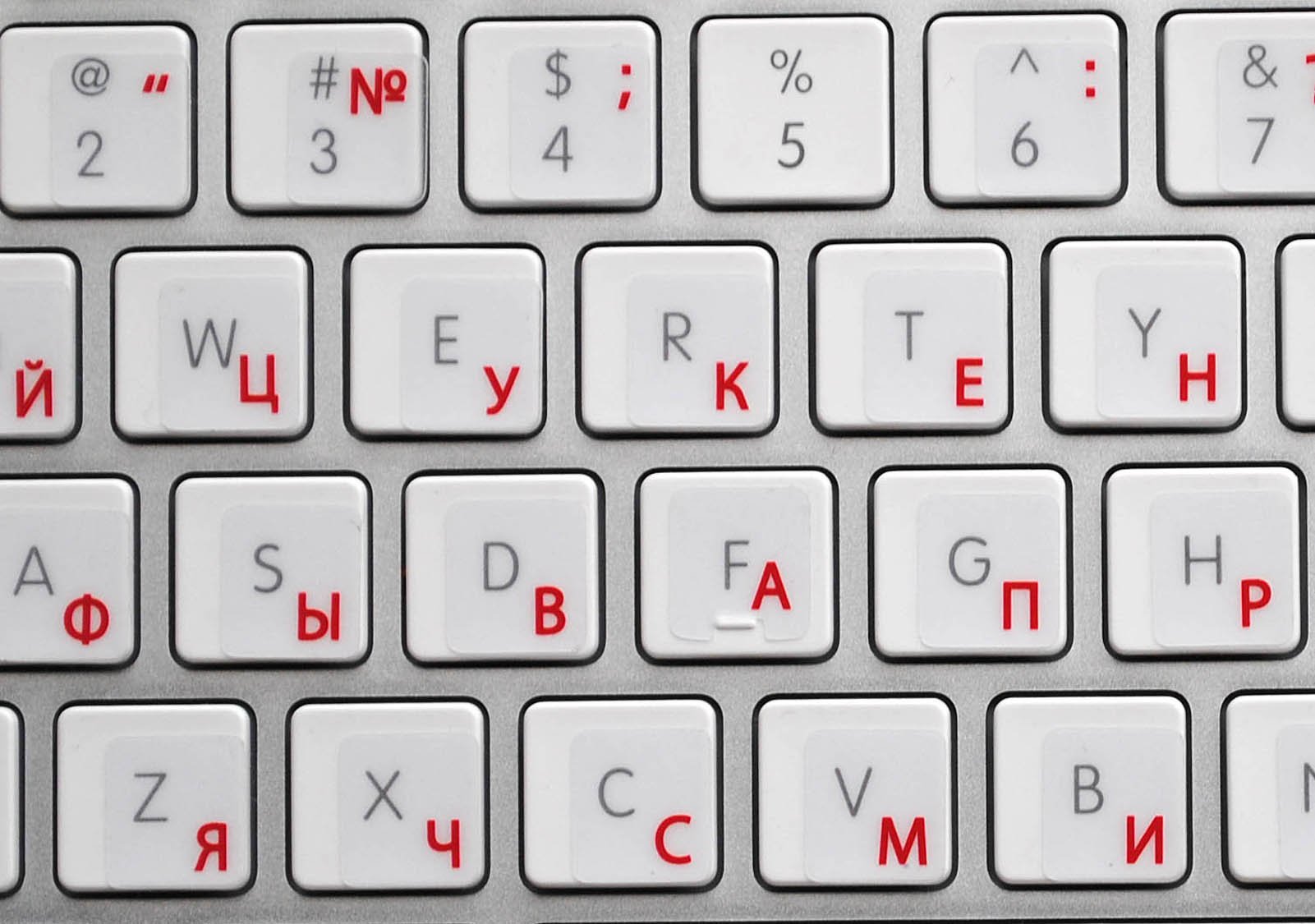Russian Transparent Keyboard Sticker with Red Letters for Laptop & Computer - Perfect for Typing, Coding, and Multilingual Office Work