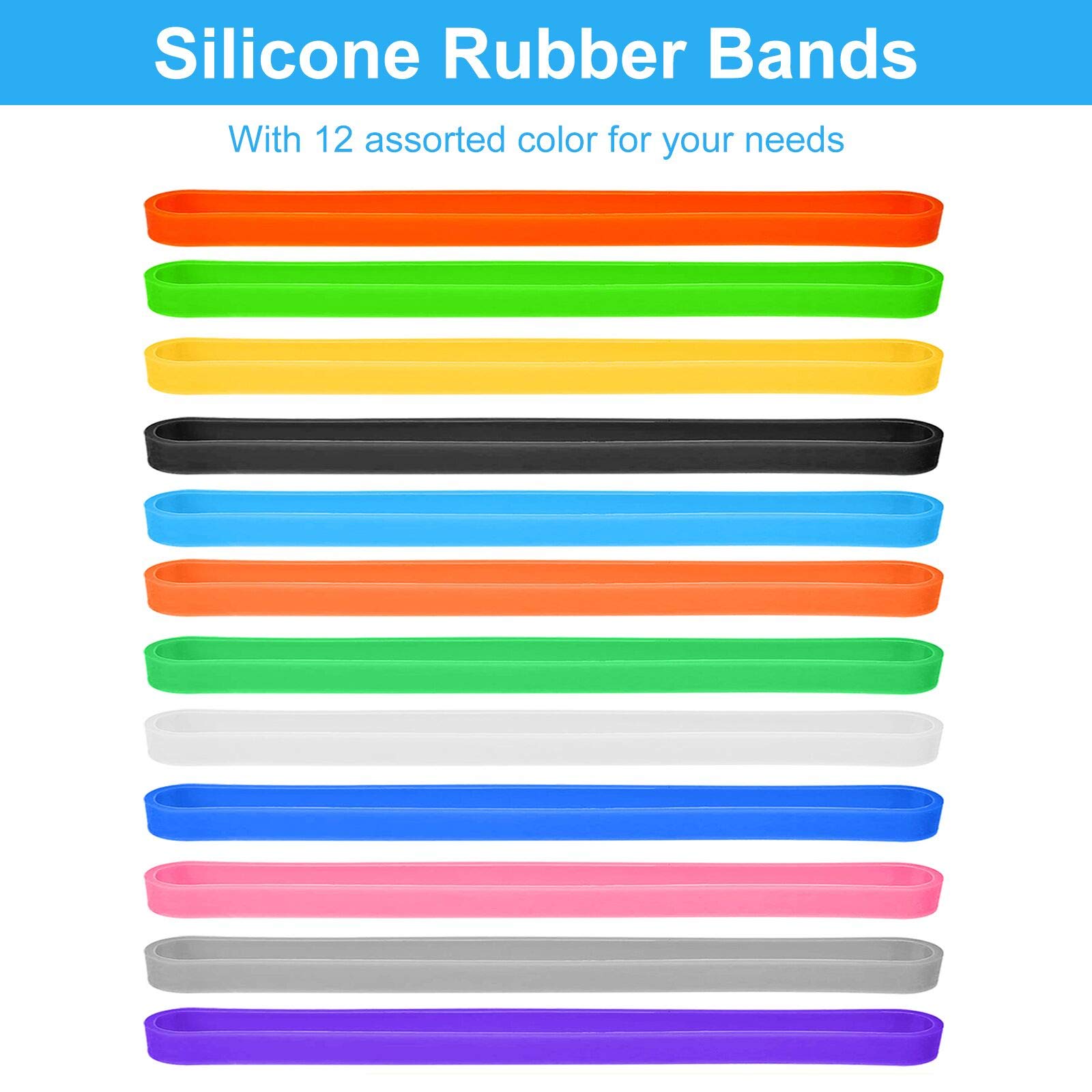 **Coopay 36-Piece Silicone Rubber Bands Set - Colorful, Durable, Non-Slip Elastic Bands for Books, Office, Arts & Crafts, Exercise, Crab Traps, Cooking (12