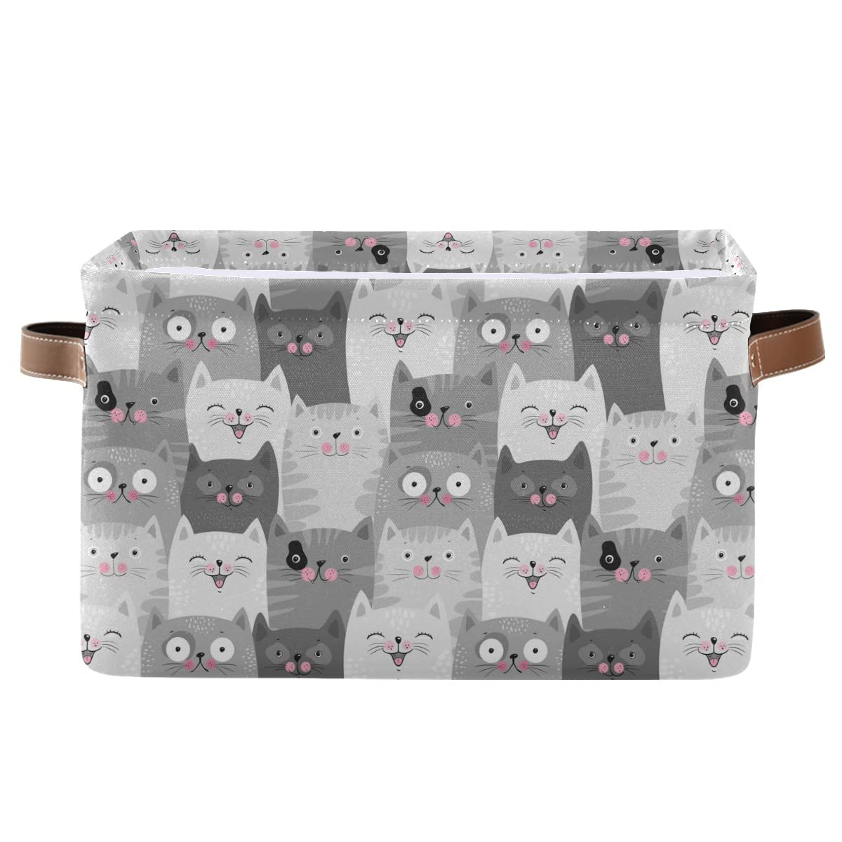 Funny Cat Fabric Storage Basket - Foldable Laundry Bin & Organizer for Baby Clothes, Dog Toys, Books (16×12×8 Inches) | Perfect for Nursery, Pet Room & Closet Organization