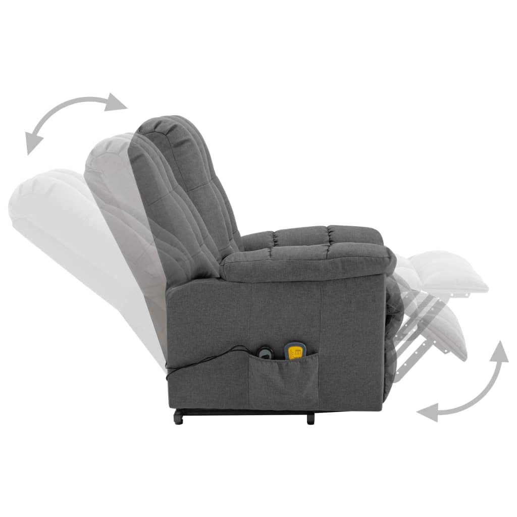 CHARMMA Stand-up Massage Recliner Chair - Light Gray Fabric (97 lbs) for Living Room, Office & Home Relaxation
