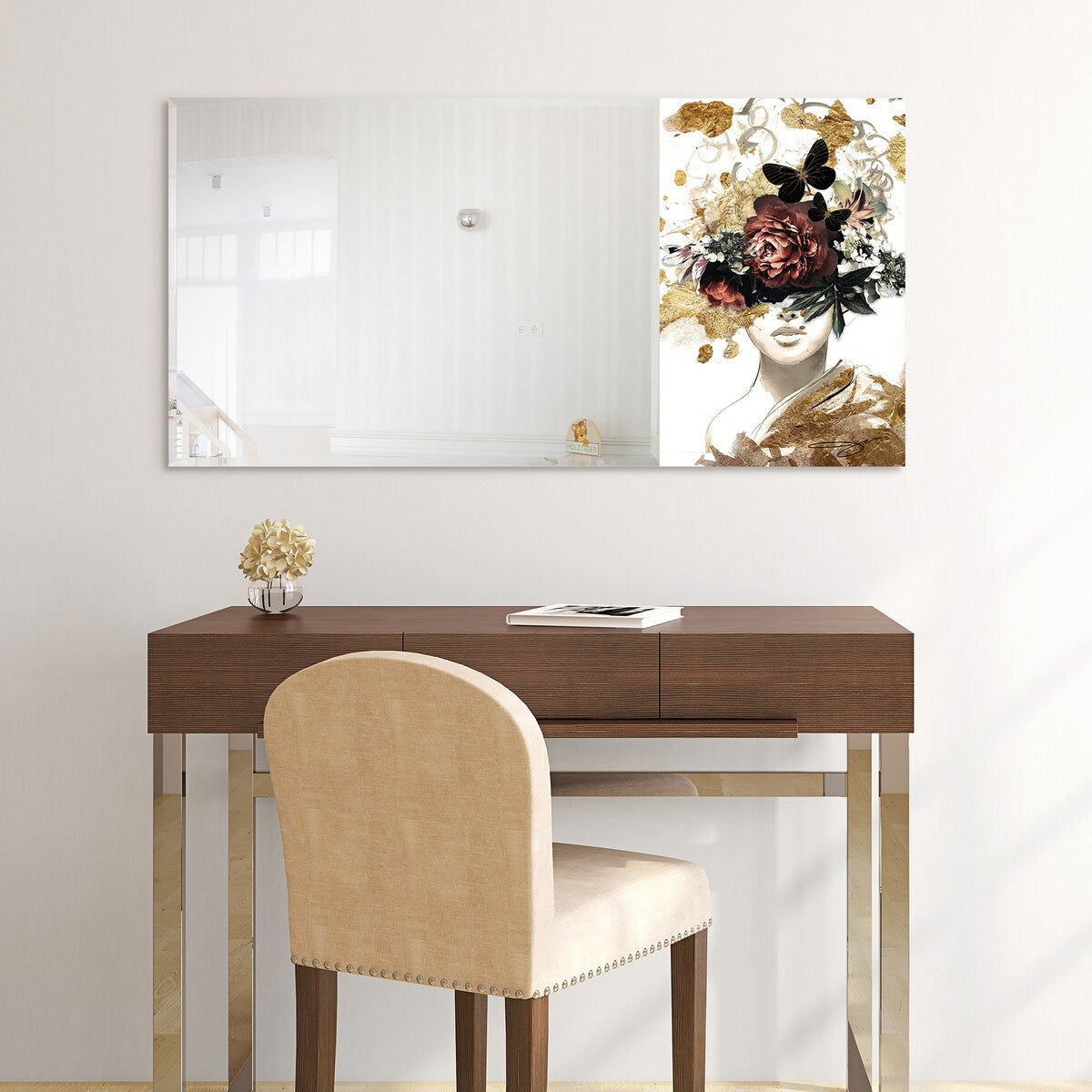 Be Yourself II Rectangular Beveled Mirror - Free Floating Printed Tempered Art Glass - 24