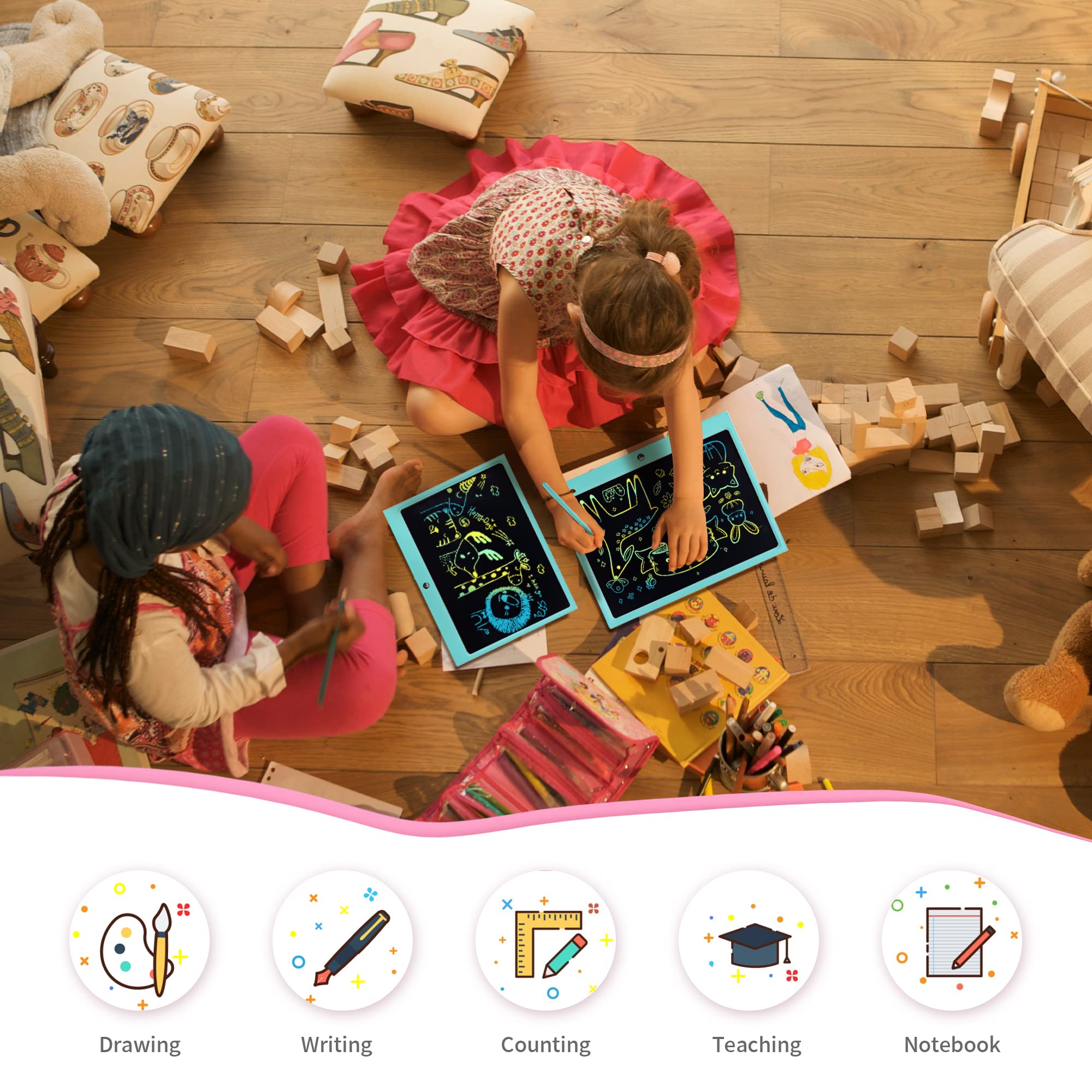 15 Inch LCD Writing Tablet for Kids - Colorful Electronic Doodle Board & Educational Drawing Pad | Perfect Christmas Birthday Gift for Boys & Girls Ages 3-9 | Ideal for Home, School & Travel Learning Activities