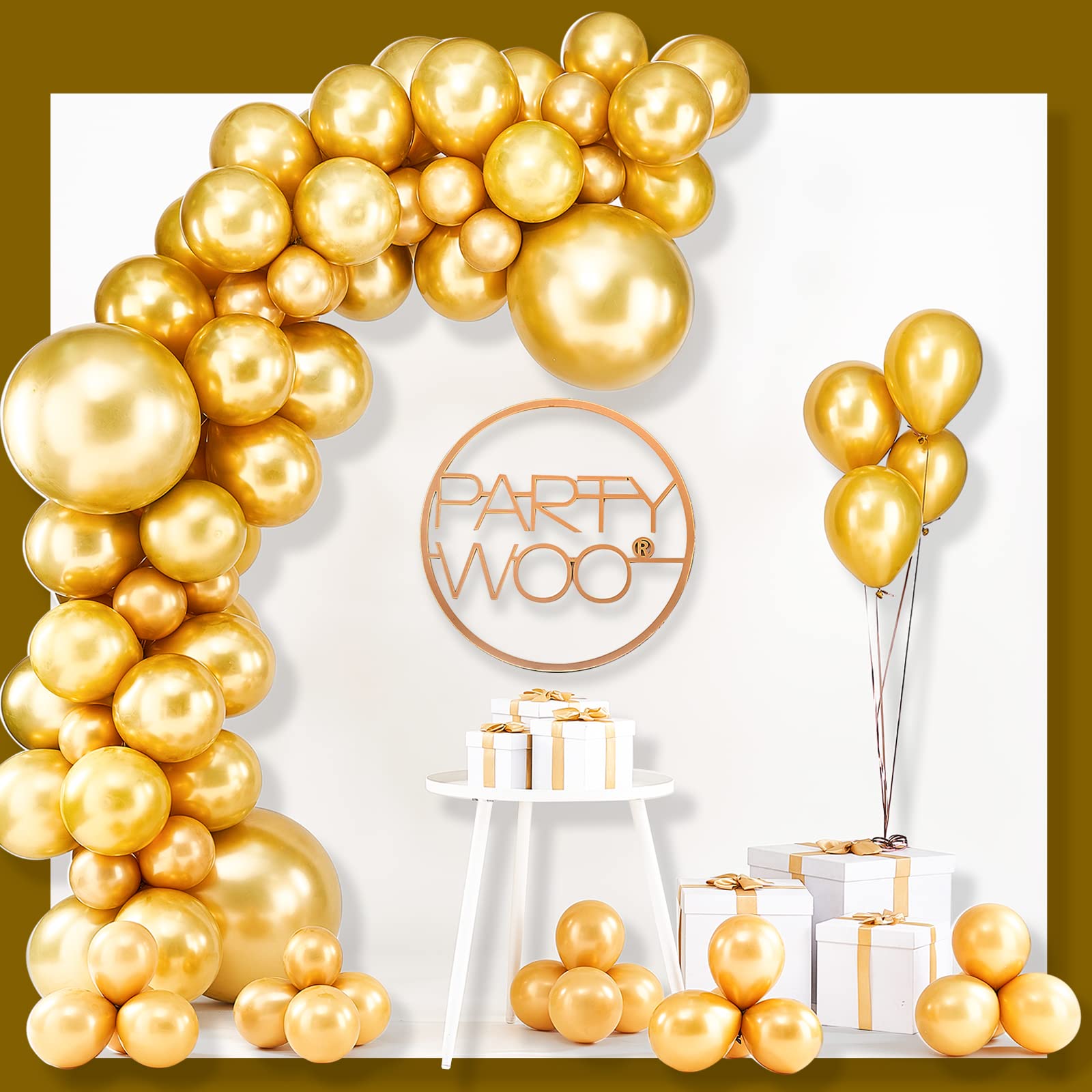 PartyWoo 100-Pack Metallic Gold Balloons - 18