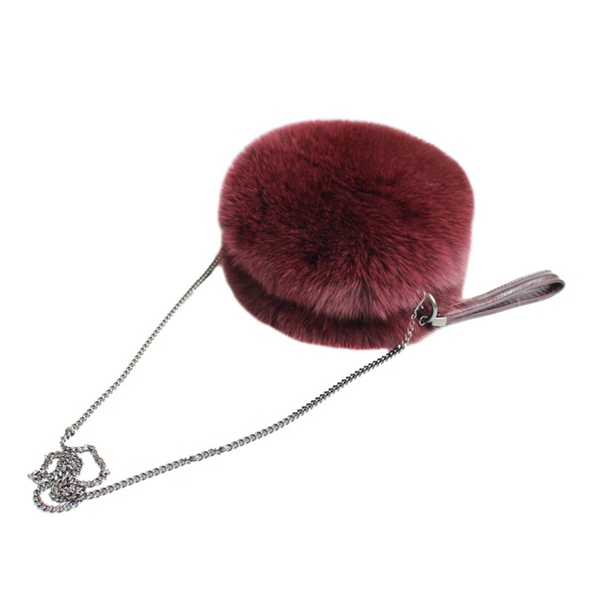 KAISHIN Women's Real Fox Fur Wallet - Elegant Shoulder Bag & Coin Purse in Wine Red | Casual Luxury Accessory for Parties, Date Nights & Special Occasions
