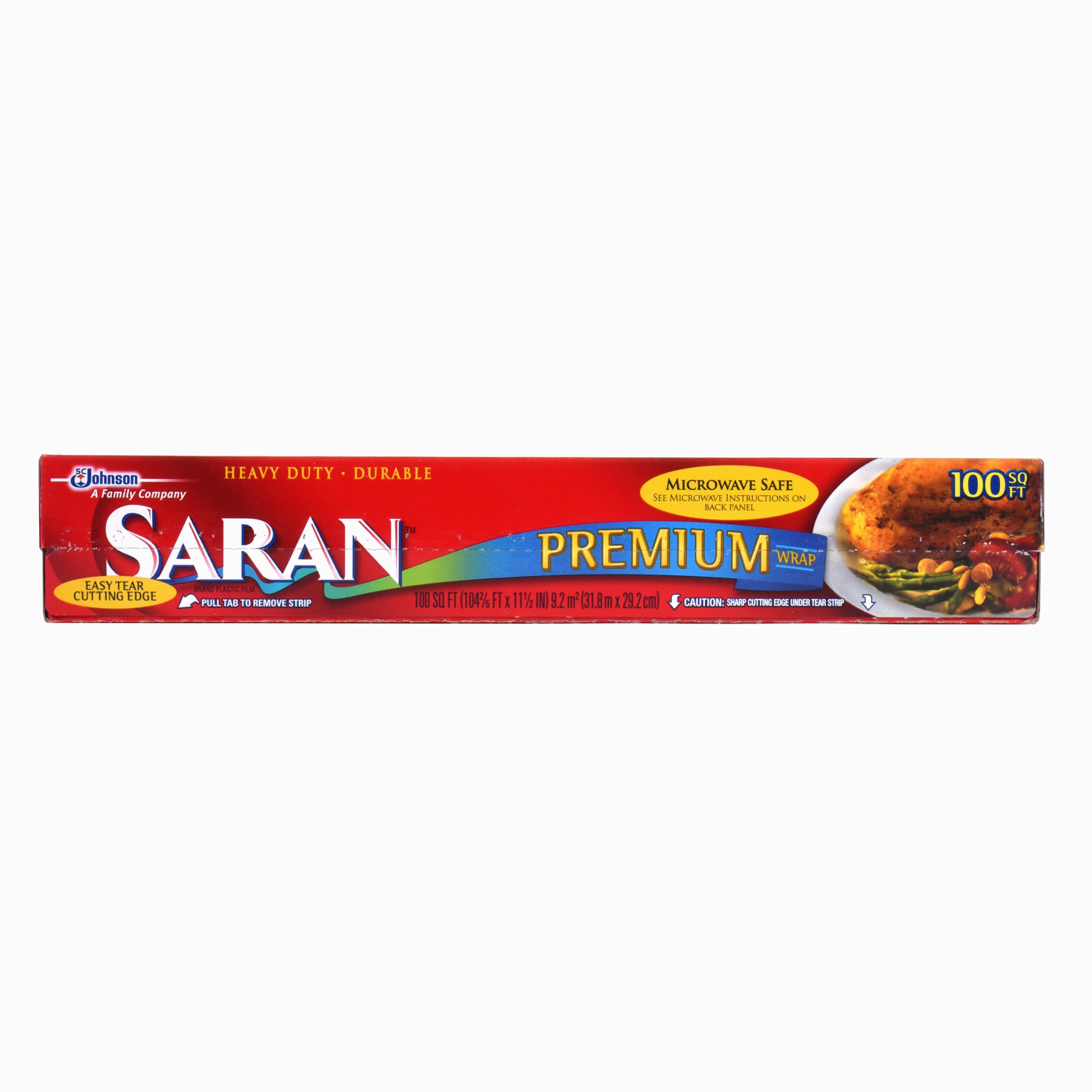 Premium Ziploc Saran Wrap - 100 Sq Ft (12 Pack) - Red Plastic Food Wrap for Freshness | Ideal for Meal Prep, Leftovers & Kitchen Storage