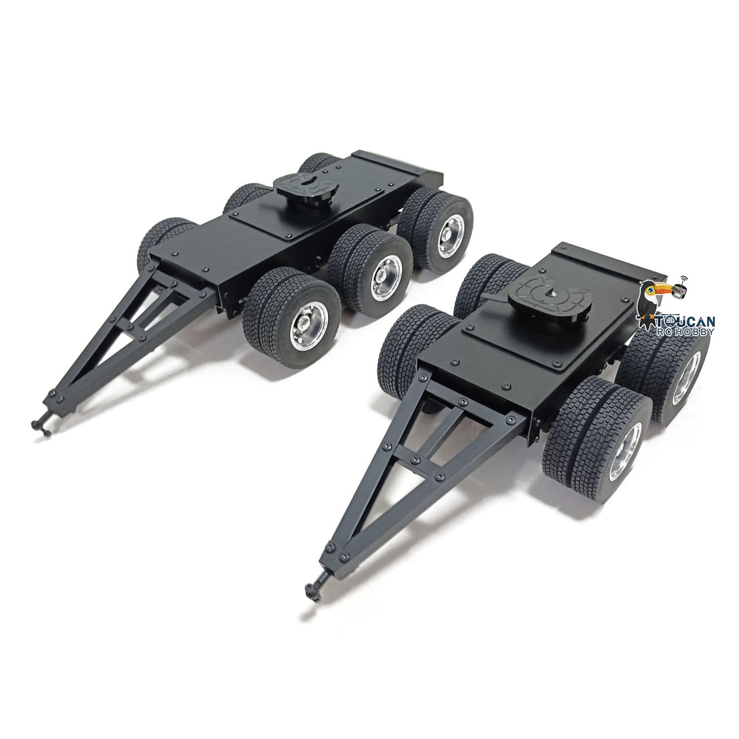1/14 Scale RC Tractor Truck Metal 3-Axle Trailer with Fifth Wheel Coupling - Hydraulic Dump Truck for Construction Model Vehicles | Perfect for RC Construction Site Scenes & Heavy Duty Hauling Simulations