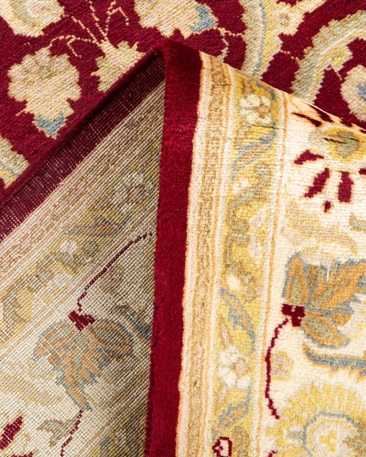 Handmade Wool Oriental Mogul Red 4x6 Area Rug - Solo Rugs One of a Kind Hand Knotted Traditional Design for Living Room, Bedroom & Home Decor