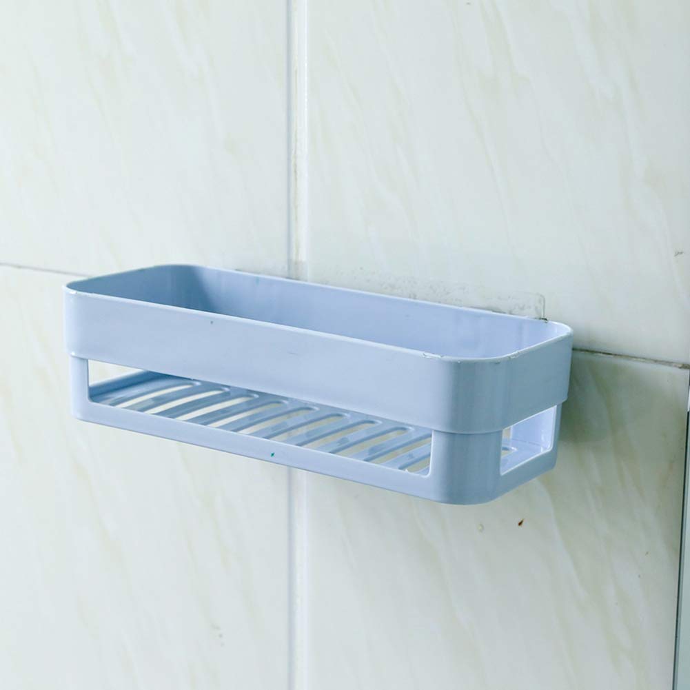 01 Durable Eco-Friendly Bathroom Shelf Organizer - Wall Mounted Storage Rack for Glass & Tiled Walls (Blue) | Perfect for Shower, Toiletries & Bathroom Essentials Organization