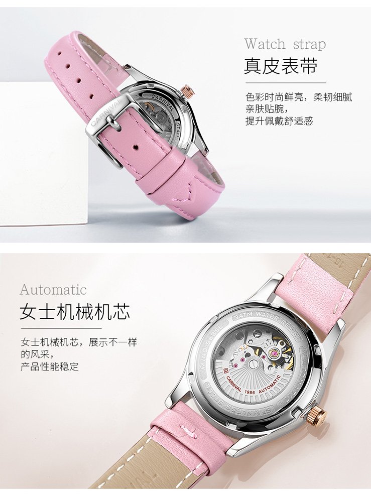 Luxury Rhinestone Automatic Mechanical Watch for Women - Stainless Steel, Luminous, Waterproof - Perfect for Parties, Work & Everyday Wear