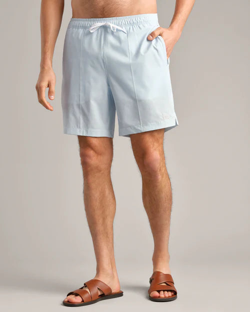 Rhone Men's 7.5 Inch R&R Quick-Dry Swim Trunks - Light Blue Stripe | Comfortable Beach Shorts for Swimming, Surfing & Vacation | Perfect for Pool, Beach & Water Sports