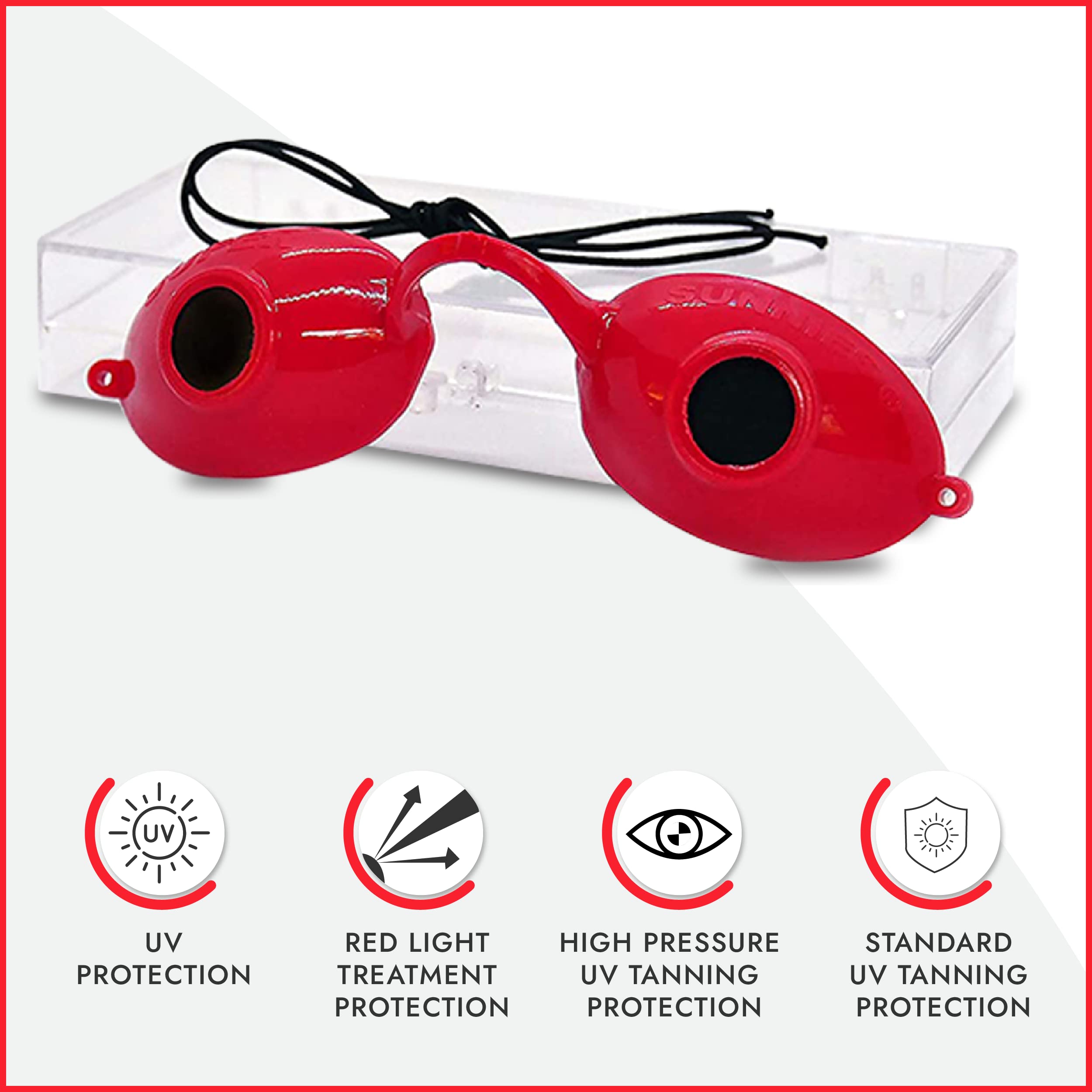 FDA Approved UV Eye Protection Goggles for Tanning Beds - Super Sunnies Tanning Eyewear with Clear Case - Perfect for Salon, Home Tanning & Sunbed Sessions