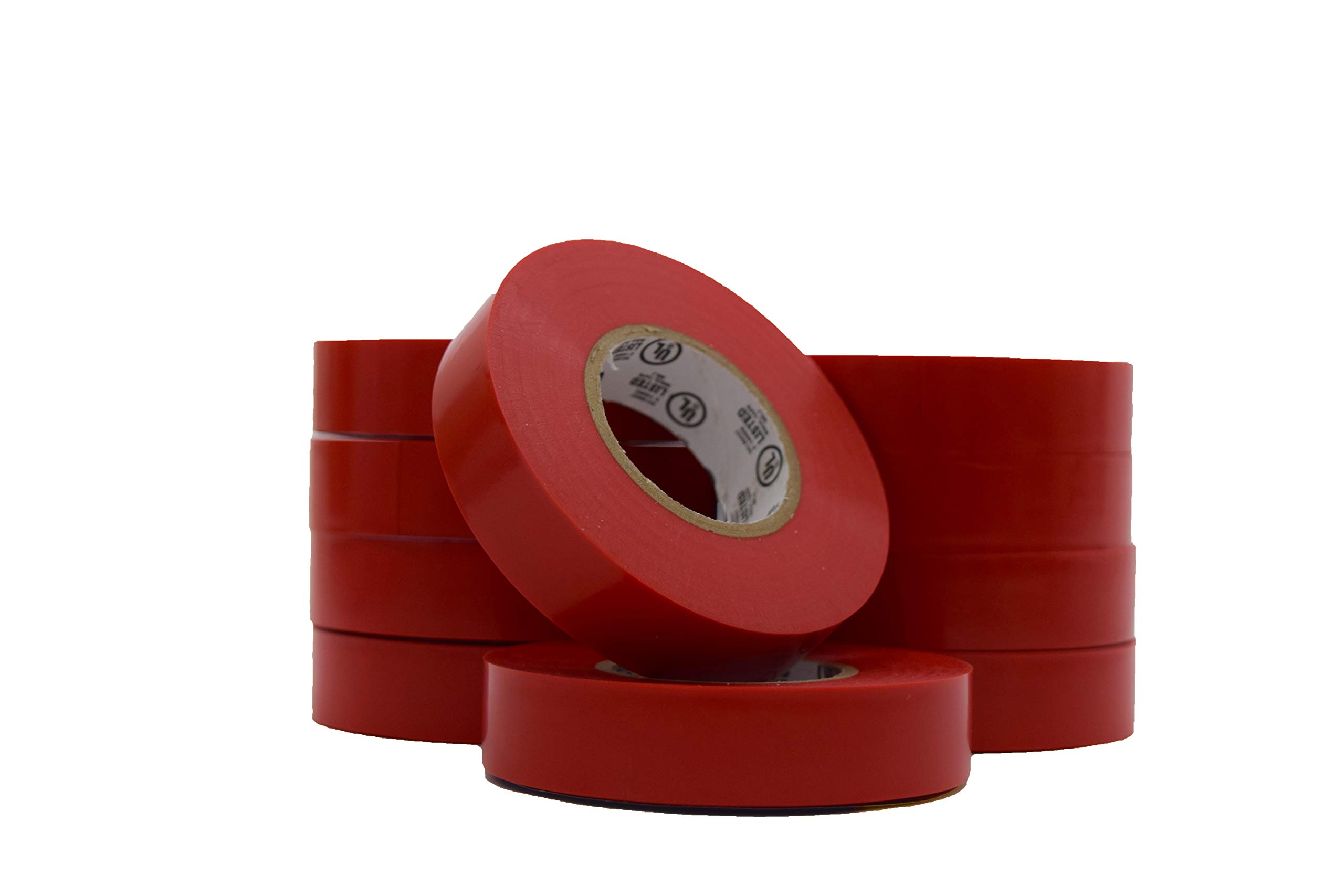 Premium E66R PVC Electrical Tape - 7 Mil Thick, 66 Feet Long, 45/64 Inch Wide (Red) - High Voltage Insulation, Wire Harnessing & DIY Electrical Projects