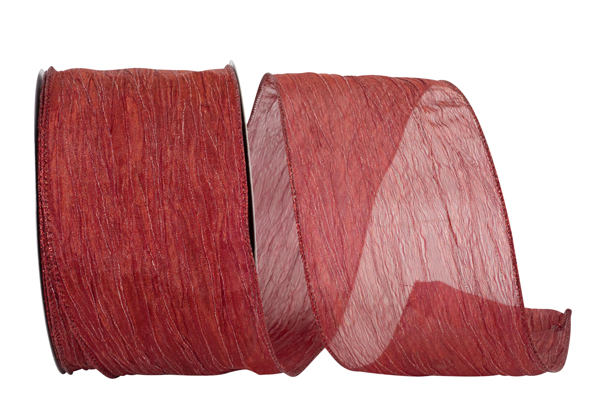 Reliant Ribbon Crushed Mesh Value Wired Edge Ribbon - 4 Inch x 30 Yards, Red - Perfect for Gift Wrapping, Party Decorations, and DIY Crafts