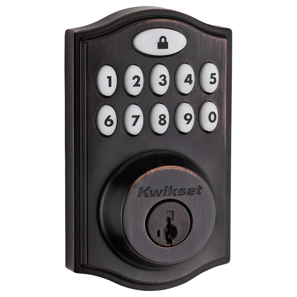 Kwikset 99140-024 SmartCode 914 Traditional Smart Lock - Keypad Electronic Deadbolt Door Lock with SmartKey Security & Z-Wave Plus in Venetian Bronze - Ideal for Smart Homes & Apartment Security