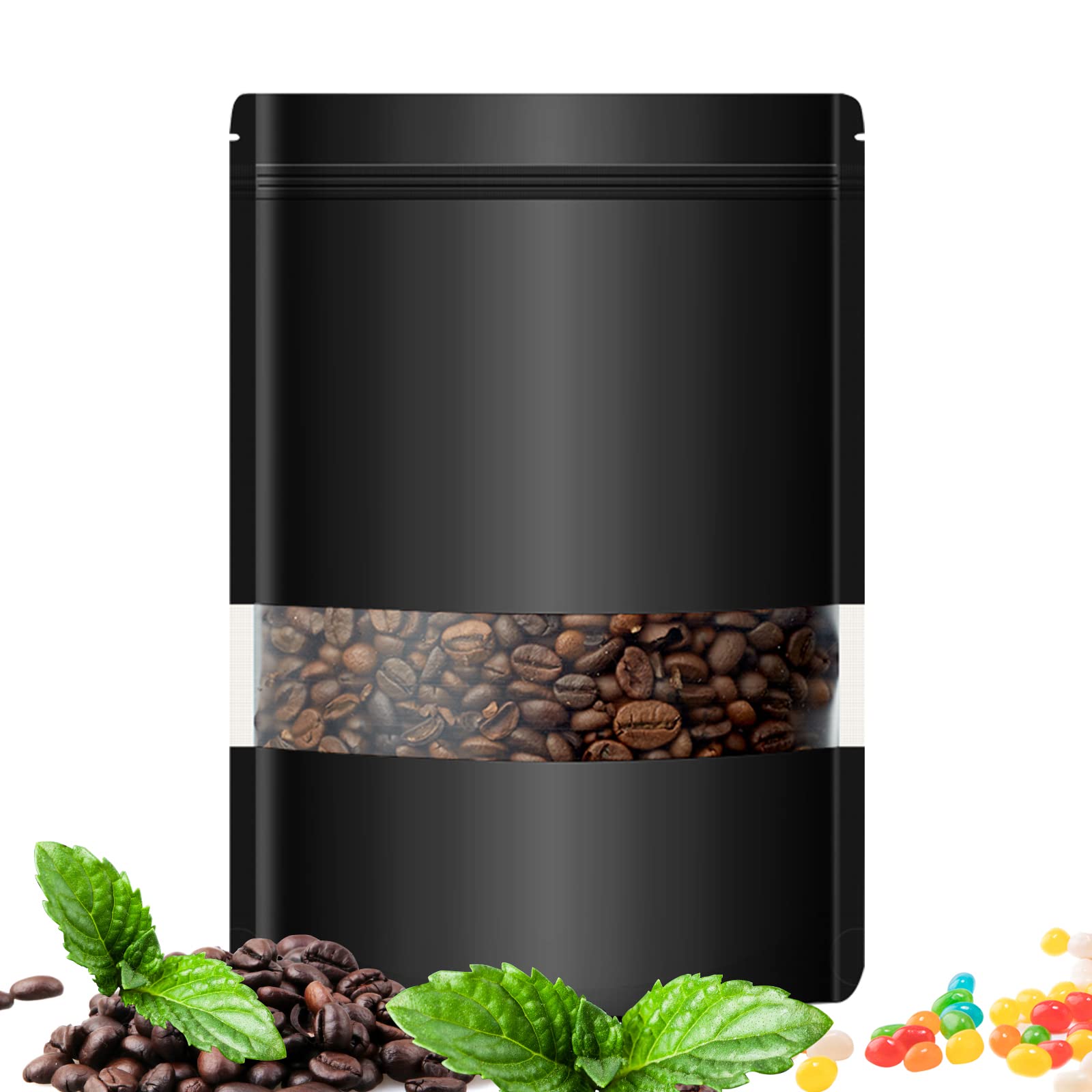 100 Pack Smell-Proof Stand-Up Bags with Clear Window - Airtight Food Storage Pouches for Candy, Snacks & Edibles | Perfect for Small Business Packaging, Bulk Storage & Retail Display
