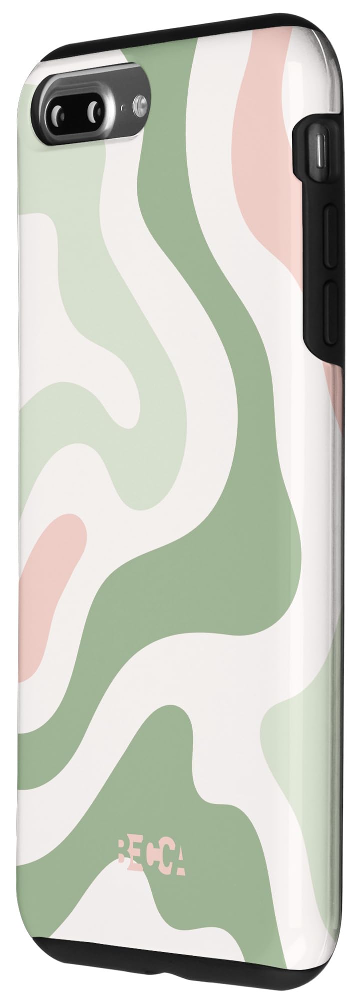 iPhone 7 Plus/8 Plus Sage Green Retro Liquid Swirl Abstract Pattern Pink Phone Case - Stylish Protection for Everyday Use