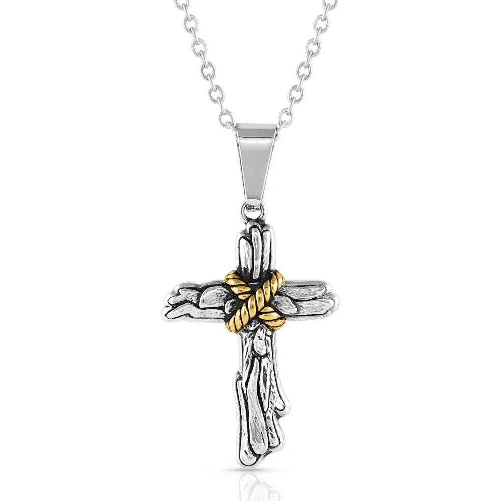 Montana Silversmiths Rugged Faith Cross - Handcrafted Sterling Silver Cross Pendant for Men & Women - Perfect for Everyday Wear, Gifts & Religious Occasions