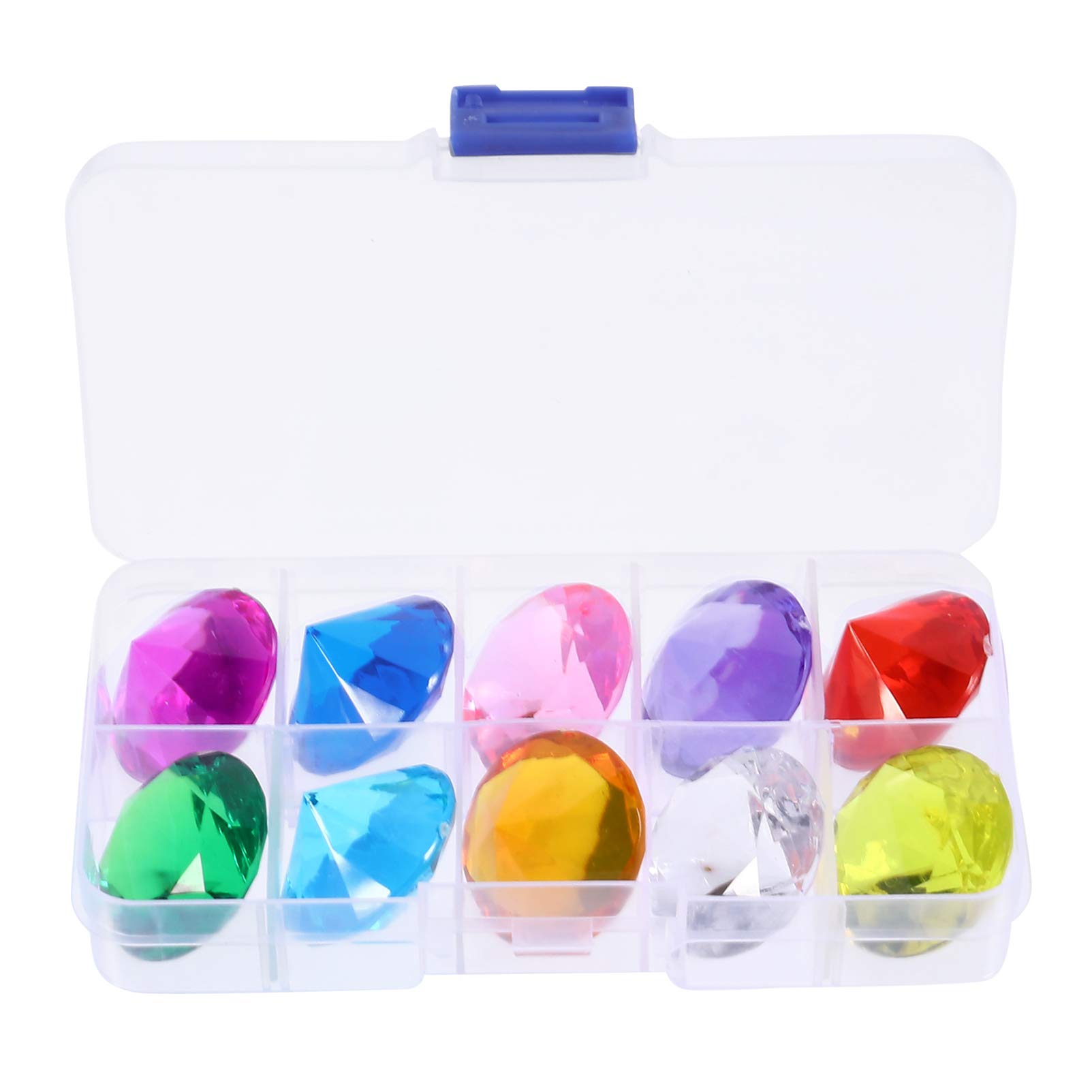 Colorful Plastic Gemstones for Kids - Pirate Diving Toys & Swimming Pool Underwater Gems - Summer Pool Party, Treasure Hunt, and Craft Activities for Children