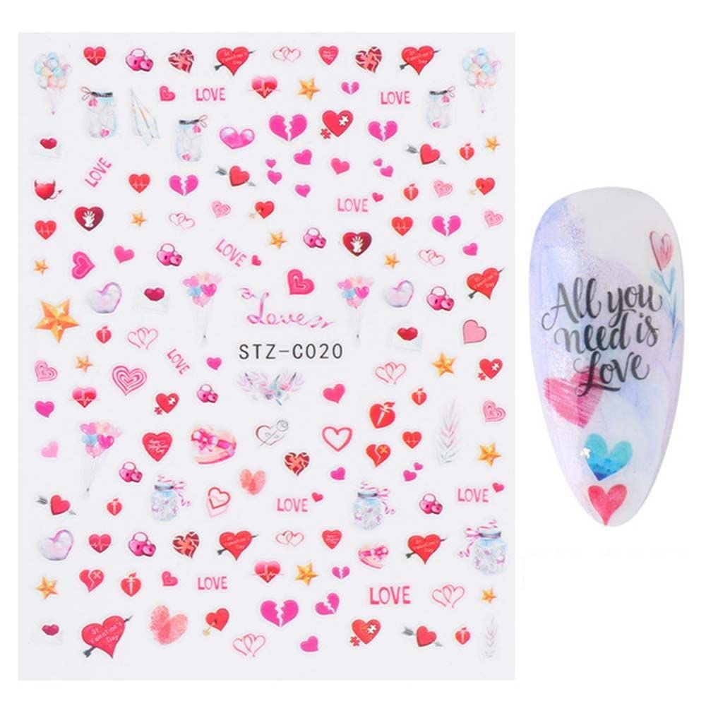 5 PCS Heart Nail Stickers - DIY Nail Art Decals for Manicure, Love Themed Nail Decorations | Perfect for Valentine's Day, Weddings & Romantic Occasions