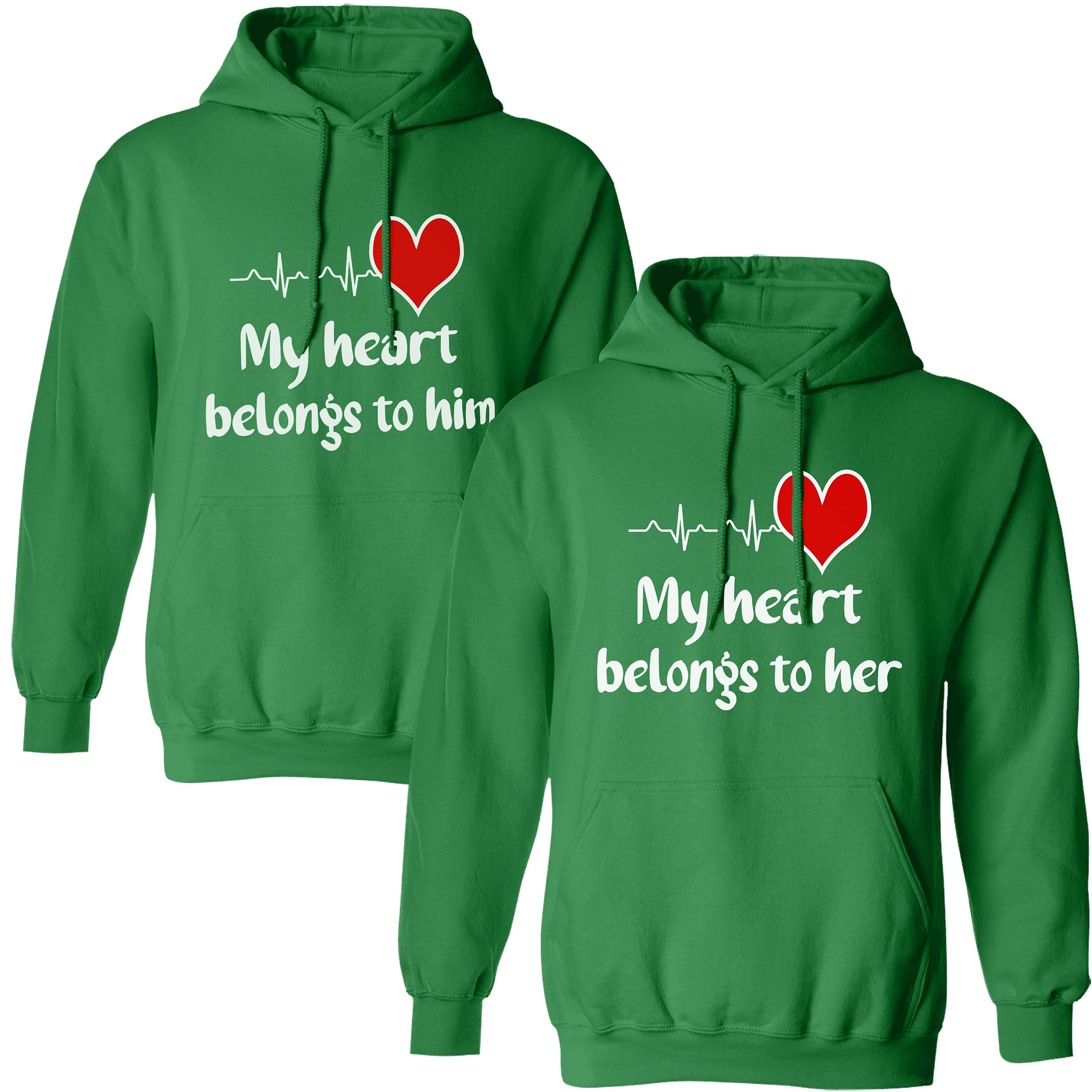 Best Family Gifts: My Heart Belongs To Him/Her Unisex Hoodies For Couples - Perfect For Date Nights & Cozy Evenings