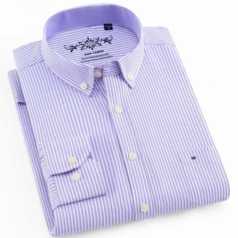 Men's Striped Oxford Shirt - Classic Casual Button Down Shirt for Business & Everyday Wear | Perfect for Office, Dating & Outdoor Activities