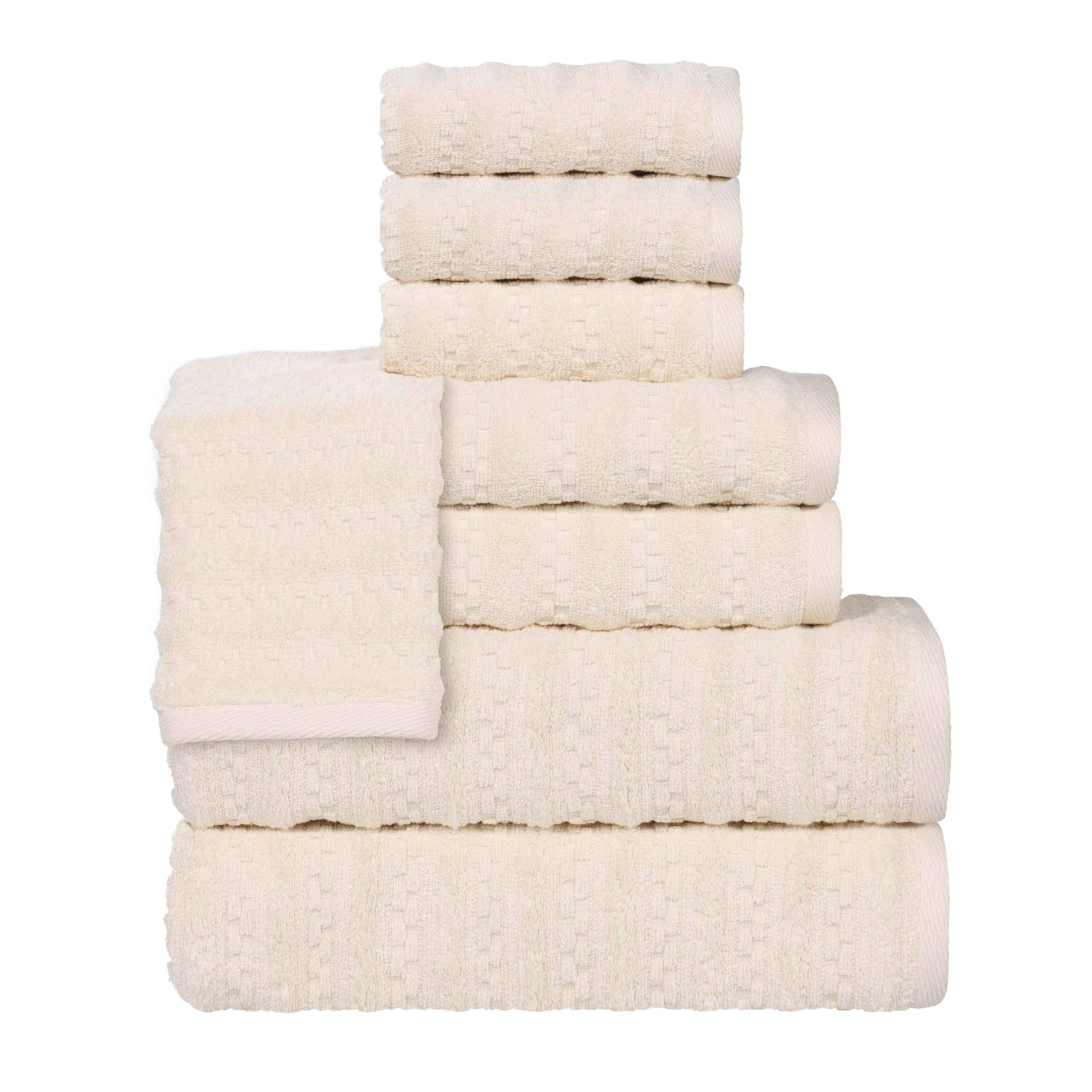 Zuma Zero Twist Cotton Medium Weight Soft Absorbent 8-Piece Bath Towel Set - Premium Luxury Towels for Spa, Gym, Beach & Guest Bathrooms