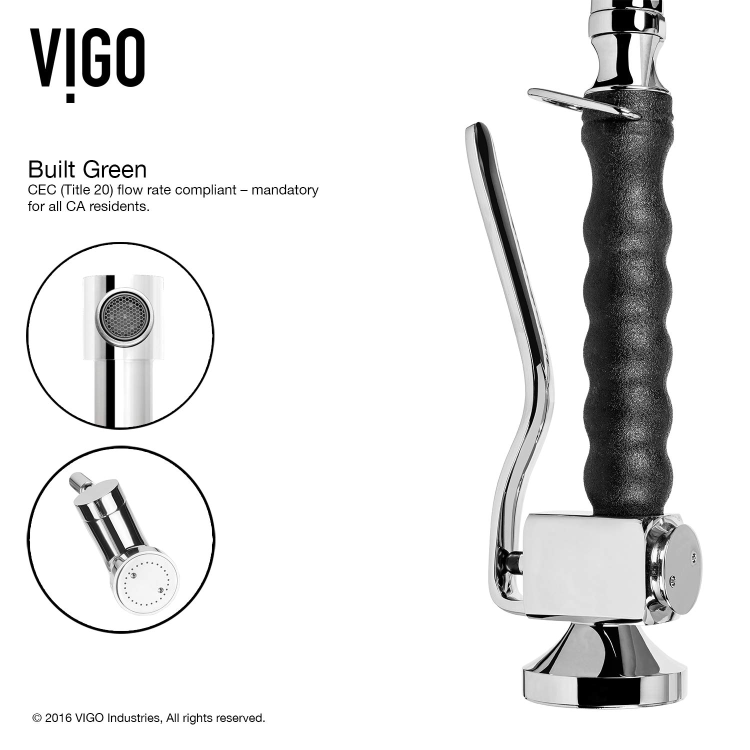 Vigo VG02007CHK2 Stainless Steel Kitchen Faucet with Pull-Down Sprayer - Modern High Arc Design for Sink, Perfect for Cooking, Washing Dishes & Food Prep