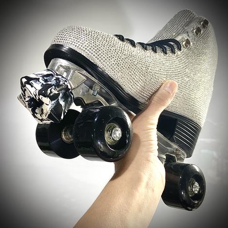 RollerStuff Twinkle Toes Bolt On Toe Stops Cruella Swirl (Black/White) - Premium Roller Skate Accessories for Artistic Skating & Derby Performance