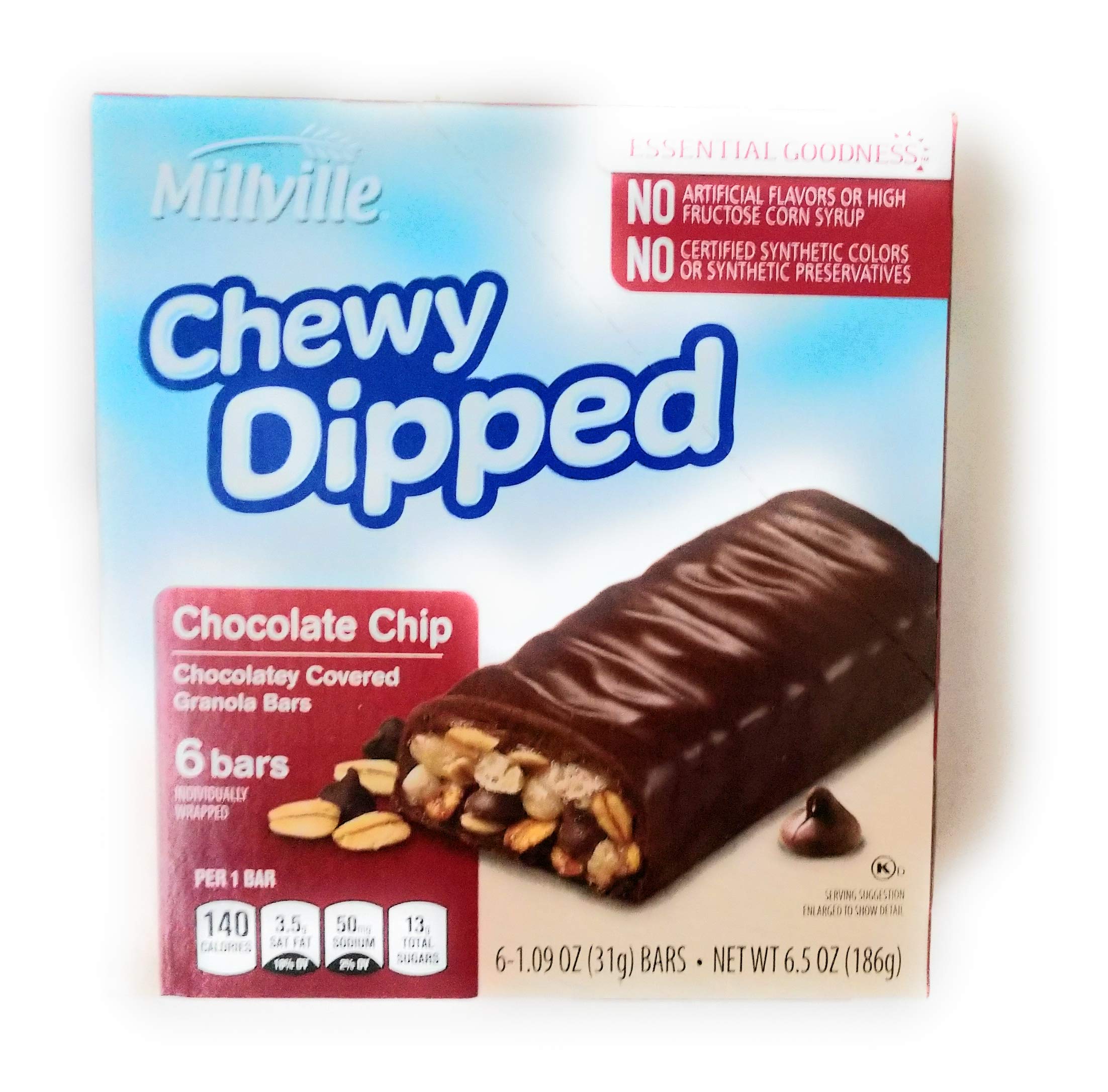 Millville Chewy Chocolate Granola Bars - Perfect for Snacks & Hiking