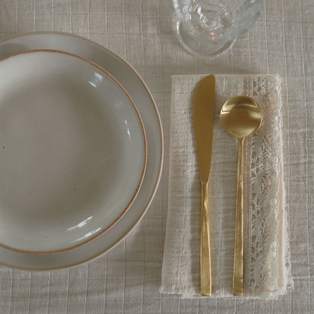 Elegant Cotton and Lace Napkin Set - 12-Piece Dinner Napkins for Formal Dining, Wedding, and Special Occasions
