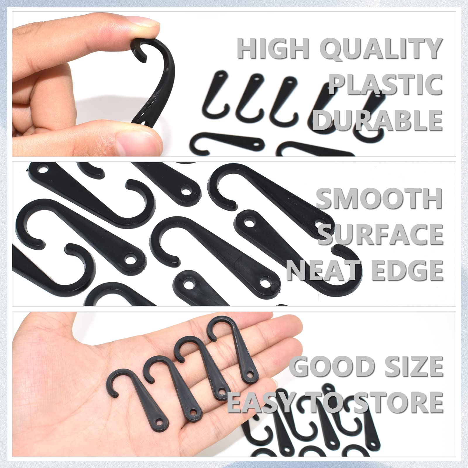 500Pcs 1 3/4 Inch Black Plastic Sock Display Hooks - Retail J Hooks for Socks & Hat Hangers - Perfect for Store Shelves, Clothing Racks and Retail Displays