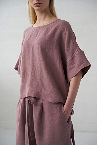 BALI Linen Top in Wood Rose - Women's Casual Summer Blouse for Beach, Travel & Boho Style Outfits