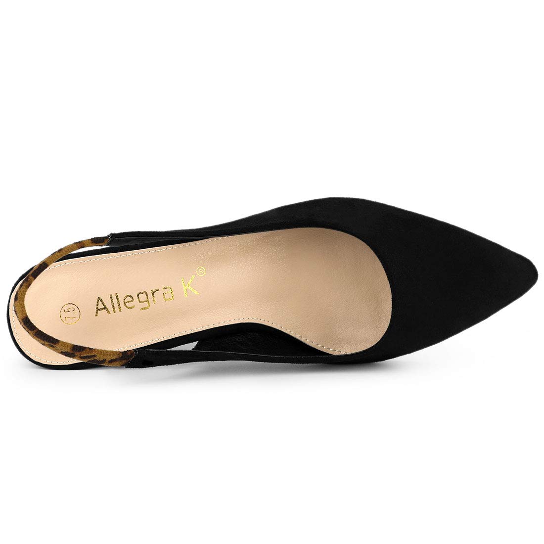 Allegra K Women's Pointed Toe Block Heel Pumps - Slingback Dress Shoes for Women | Comfortable Work Heels & Party Shoes for Office, Wedding & Special Occasions
