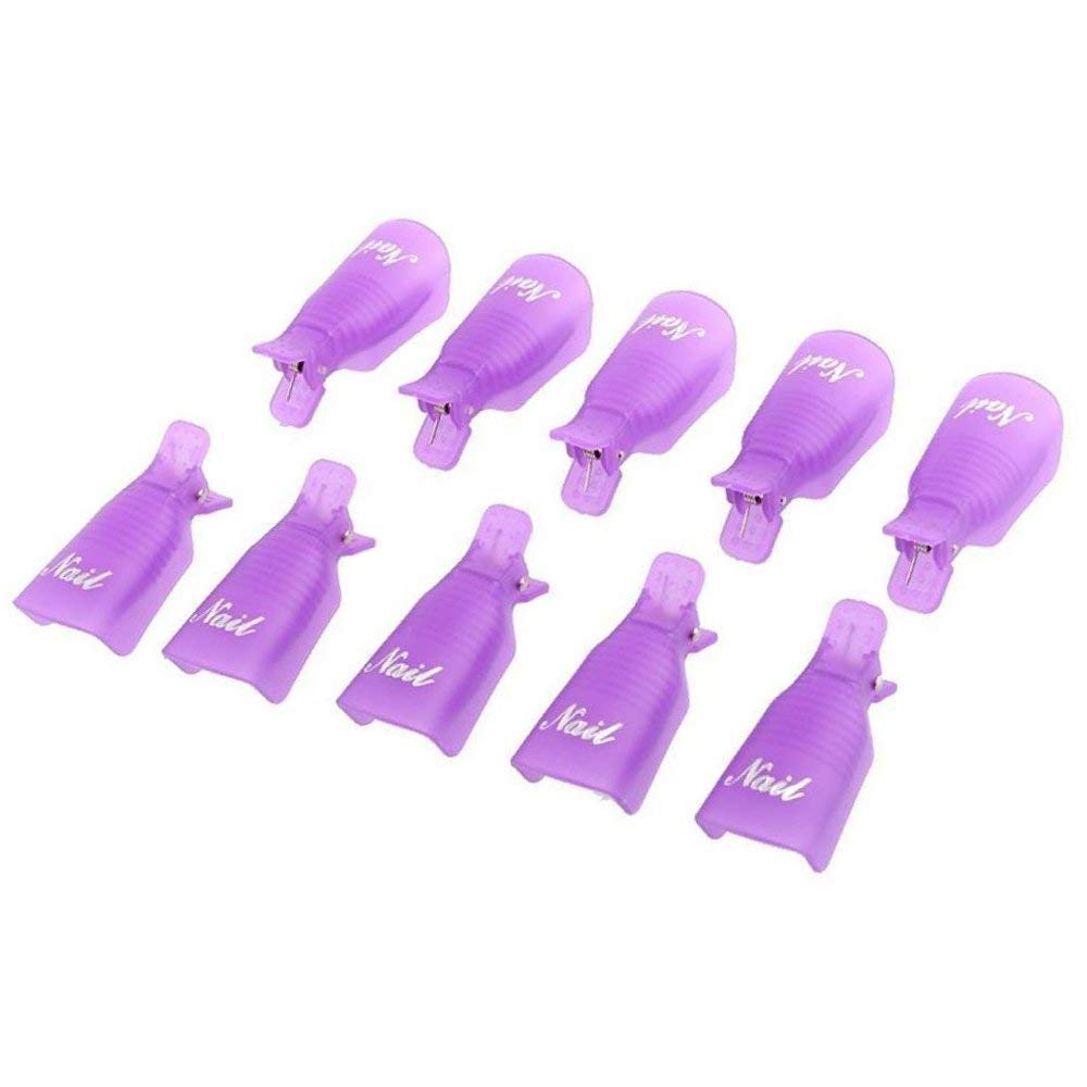 10 Pcs Purple Plastic Nail Clip UV Gel Polish Remover Wraps - Soak Off Nail Art Caps for Professional & Home Manicure - Perfect for Salon, DIY Nail Care & Gel Removal