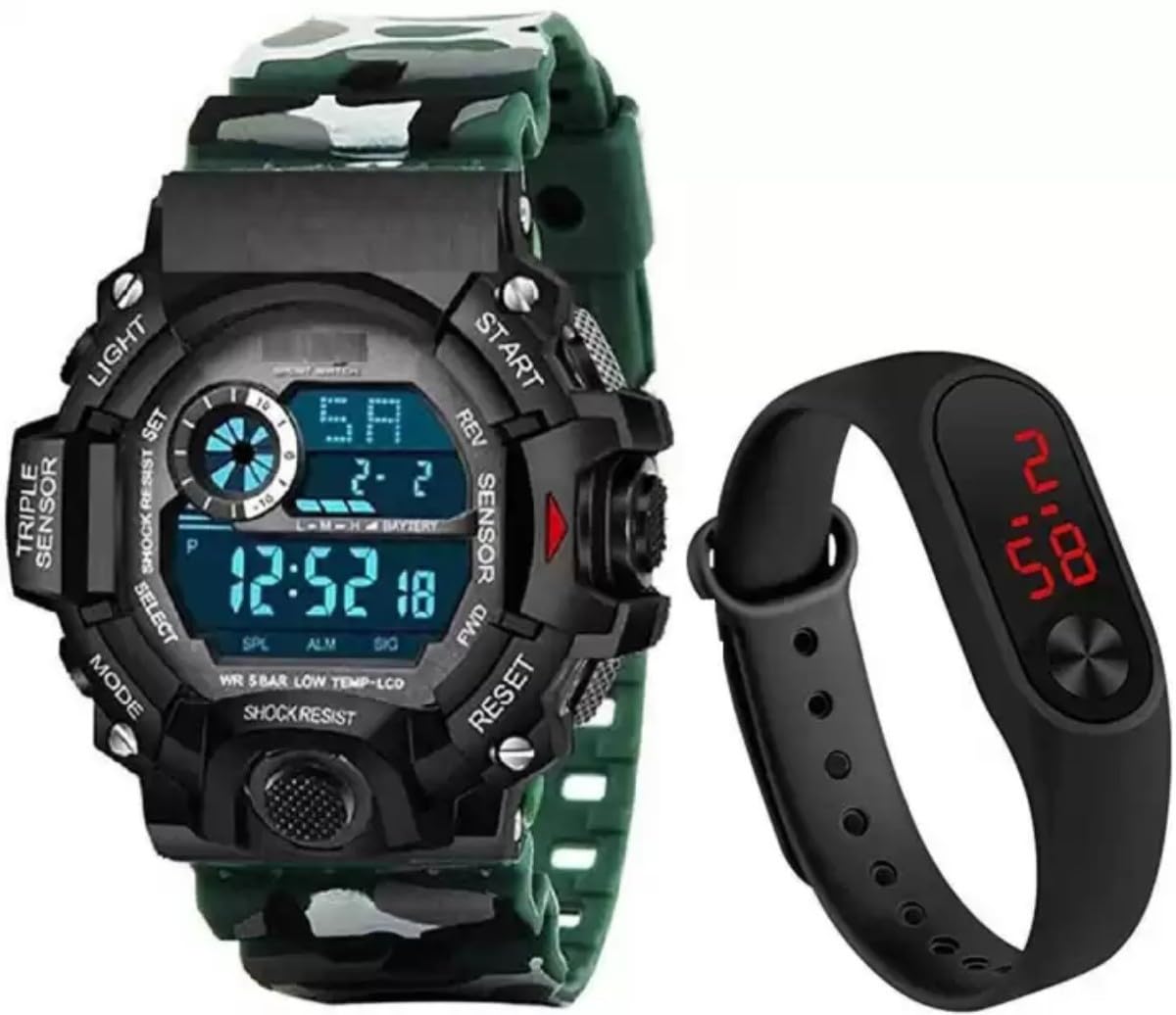 TR-1243 Army Camo Strap Black Digital Watch for Outdoor Sports