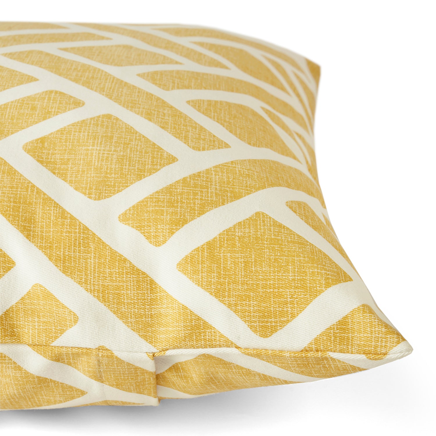 Martinique Yellow Geometric Printed Cotton Cushion Covers (Set of 2) - Modern Boho Home Decor for Sofa, Bed & Living Room