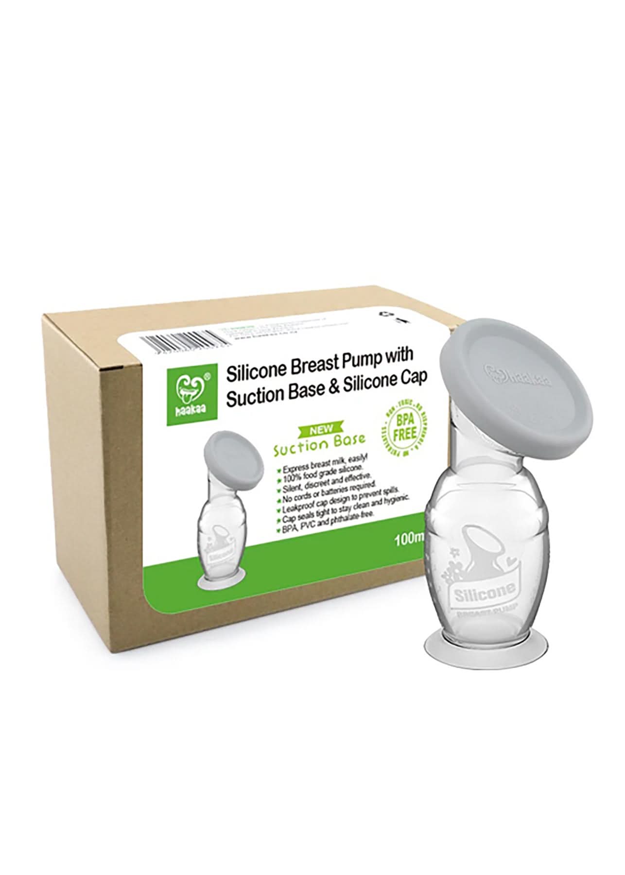 Haakaa Gen 2 Silicone Breast Pump with Lid - Natural Manual Breastfeeding Pump for Nursing Moms - Perfect for Travel, Work & Hands-Free Pumping