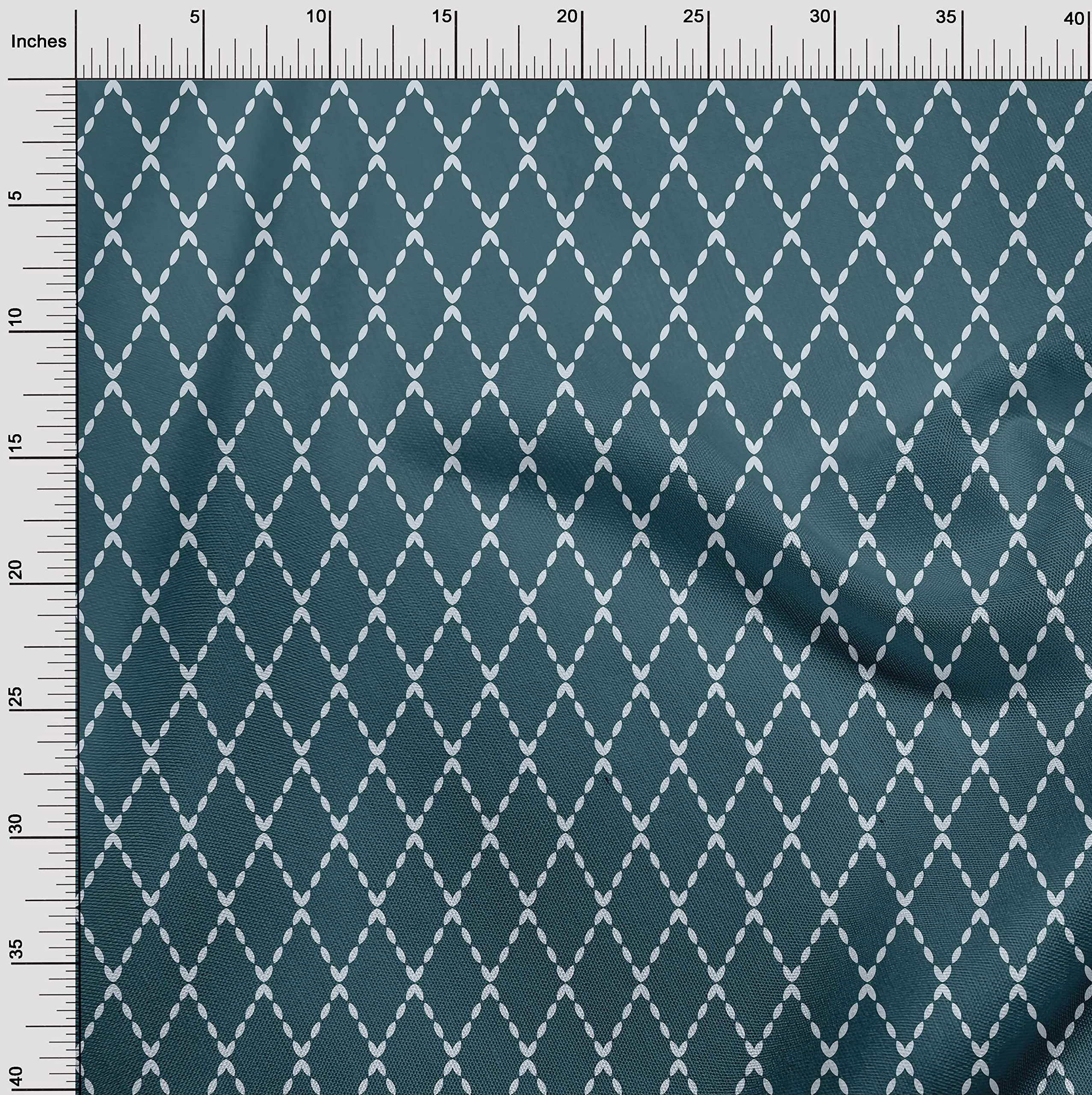 Premium Teal Green Argyle Print Polyester Spandex Fabric - 56