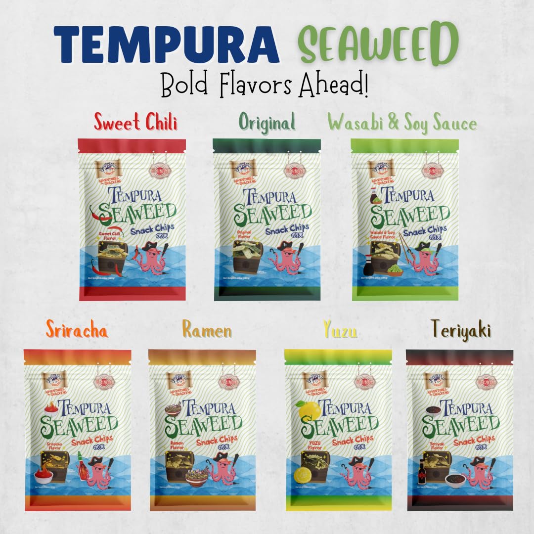 Crispy Tempura Seaweed Snacks - Sweet Chili Flavor 5.29oz (150g) | Japanese Otsumami Snacks | Gluten-Free Healthy Chips for Parties, Movie Nights & Asian Cuisine Pairing