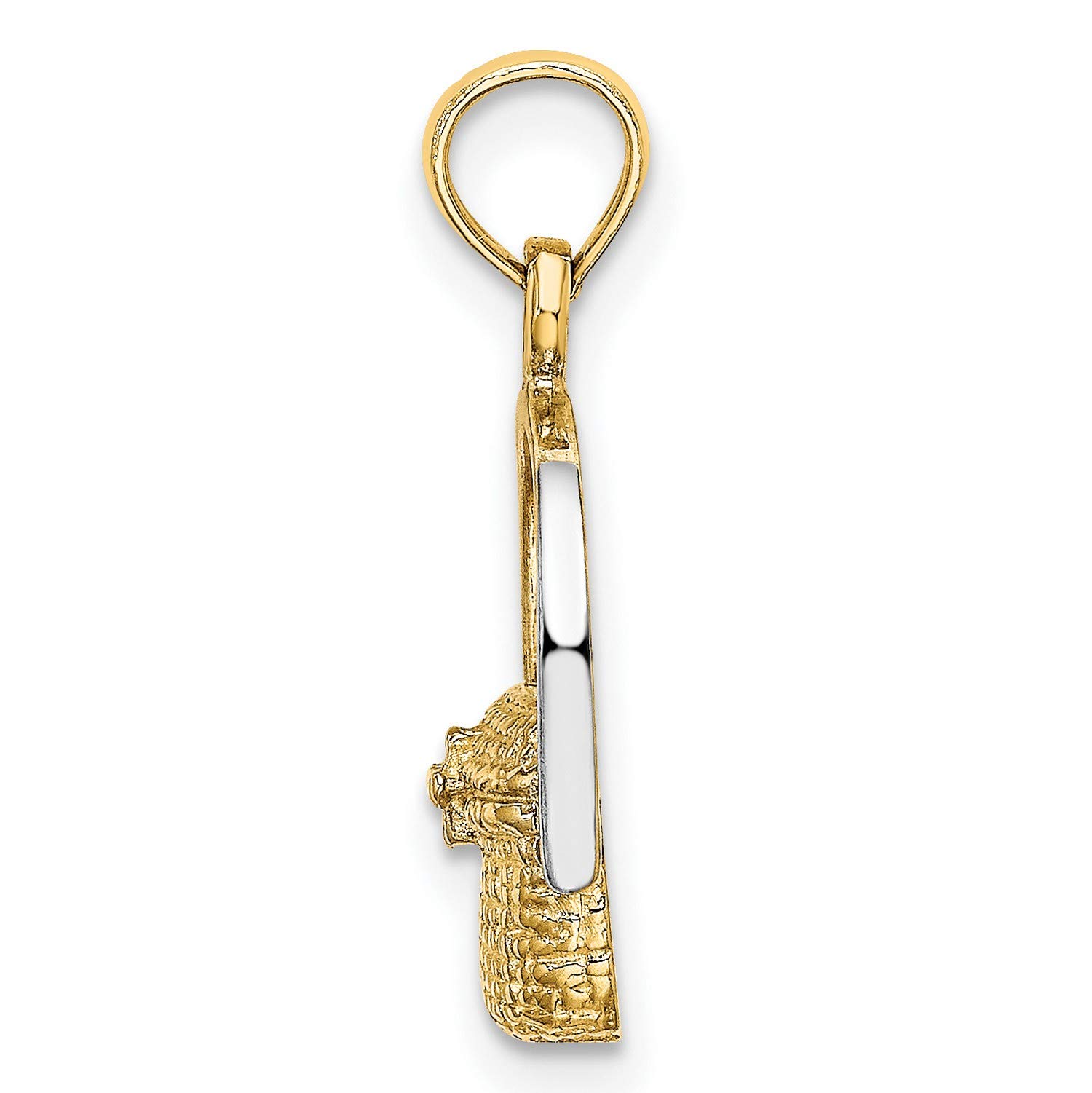 14k Yellow Two Tone Gold Nantucket Basket Charm - 13mm x 10mm Handmade Jewelry for Bracelets, Necklaces & DIY Crafting